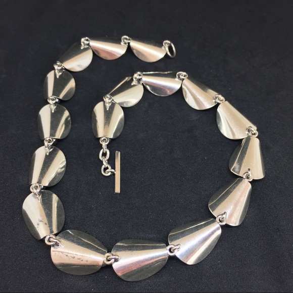 HOST PICK! Vintage Silver Calla Lily Choker Necklace, by N.E. From, MCM, 15-18" - Picture 16 of 17